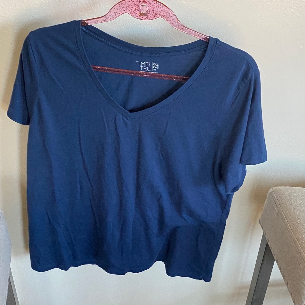 Time and Tru Women's Navy Short Sleeve Tee